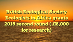 Grants For Ecologists In Africa 2018