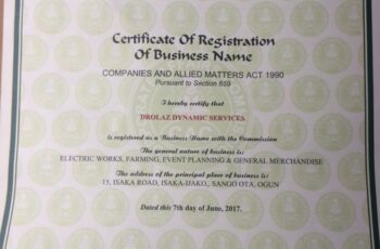 Business Certificate Of Incorporation